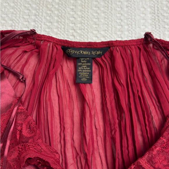 Vintage Victoria’s Secret Pleated Crinkle Sheer Chiffon Lace Slip Size M Retro - Picture 4 of 8